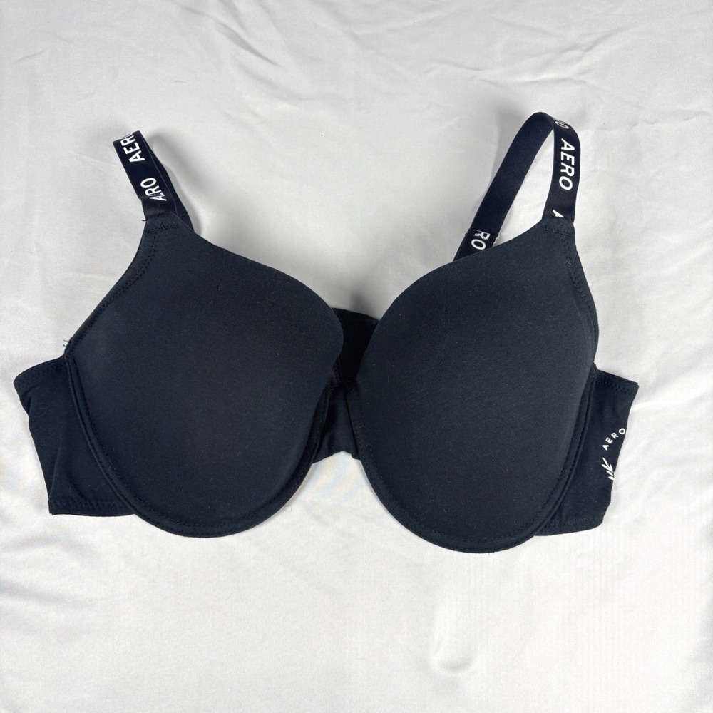 Aeropostale Black T-Shirt Bra Underwire‎ Logo Straps Sporty Padded 40C